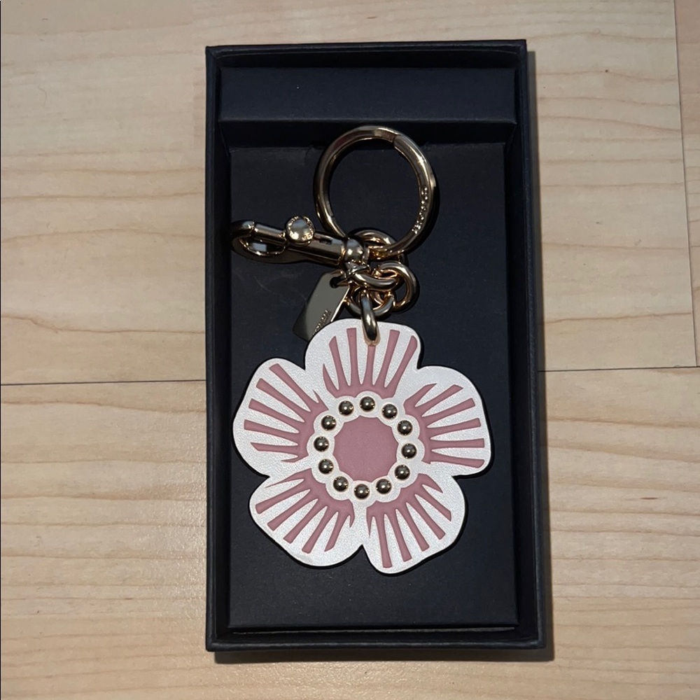 Coach Pink and White Floral Key & Card Holder